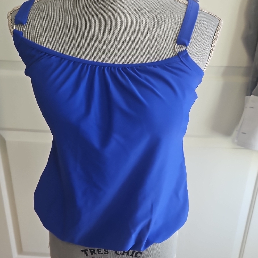nwt womens sz m h2oh colors tankini swimsuit tup royal blue